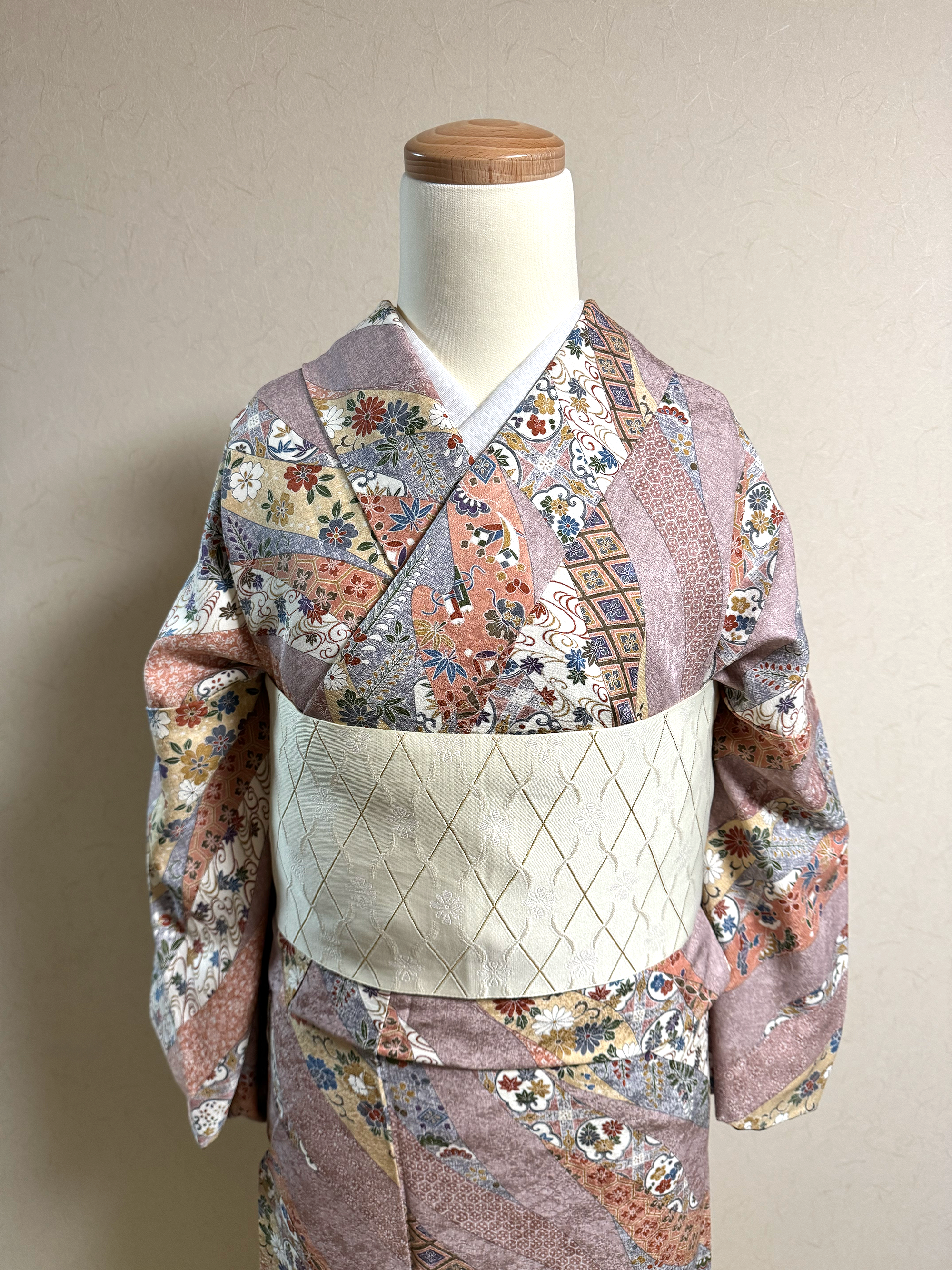 Large Size Vintage Komon Kimono – Silk, Lined (Awase)