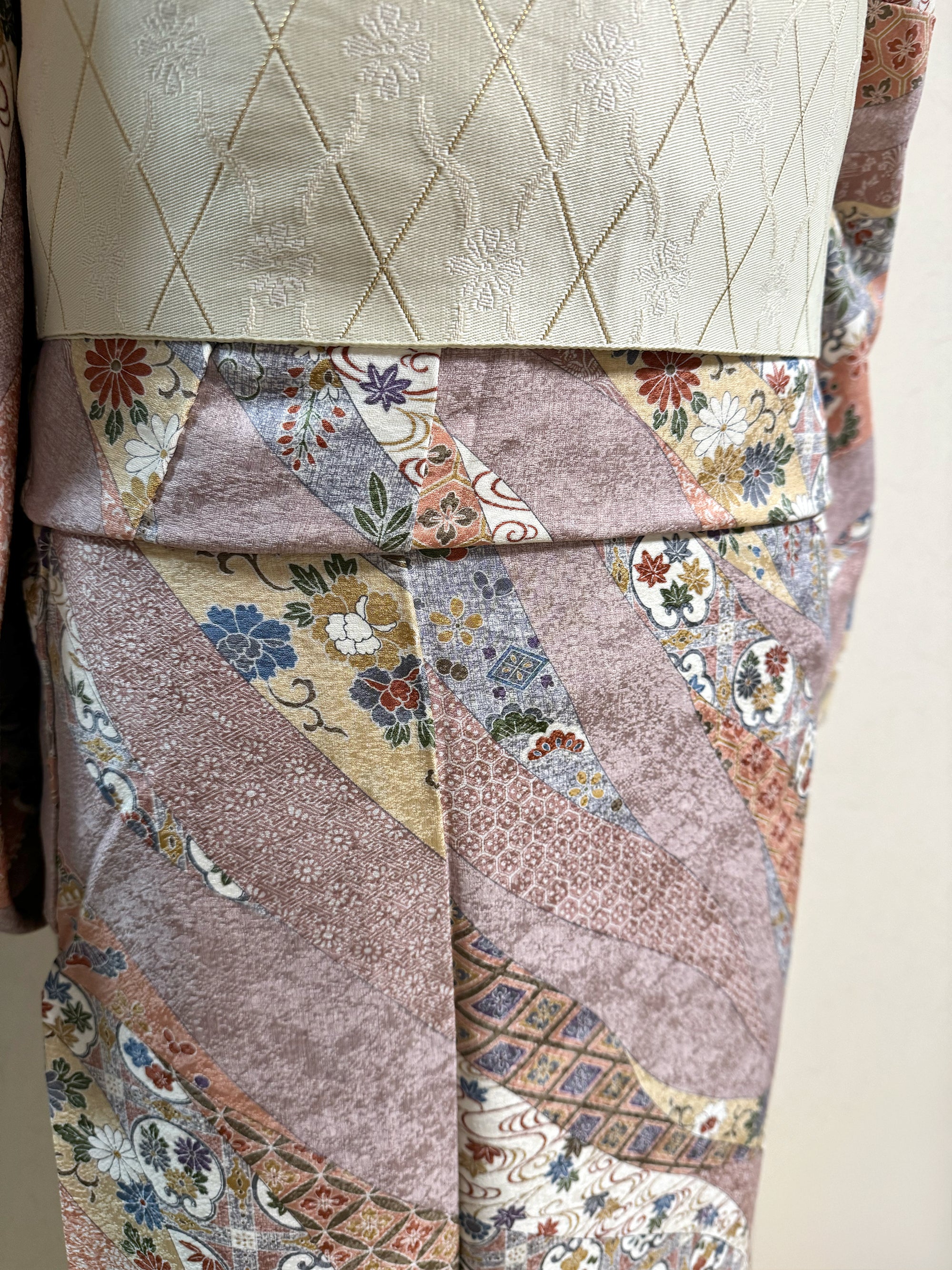 Large Size Vintage Komon Kimono – Silk, Lined (Awase)