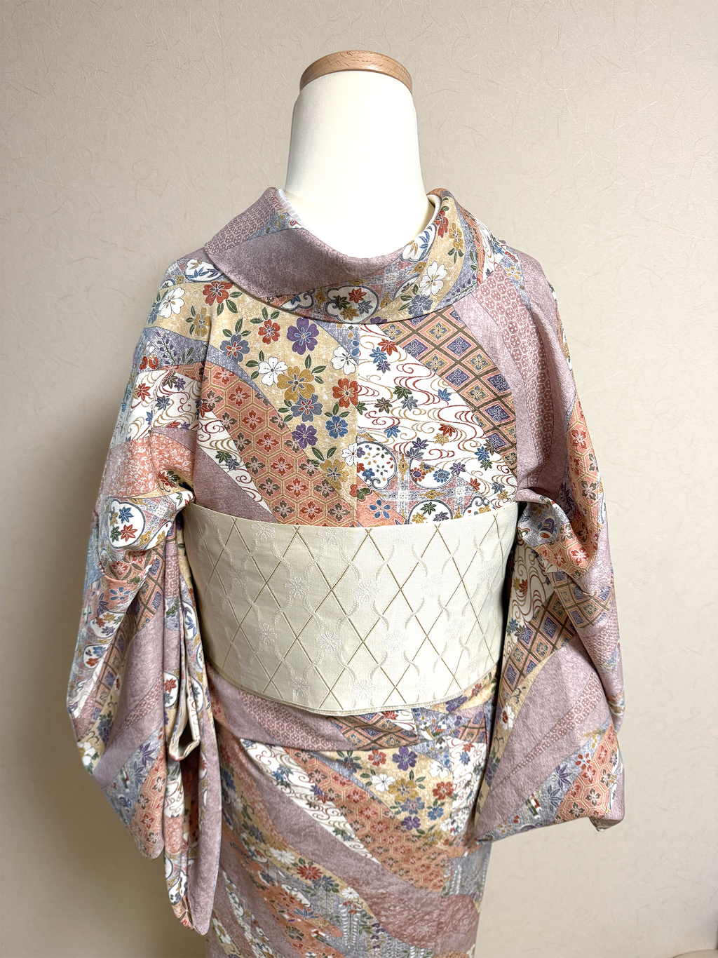 Large Size Vintage Komon Kimono – Silk, Lined (Awase)
