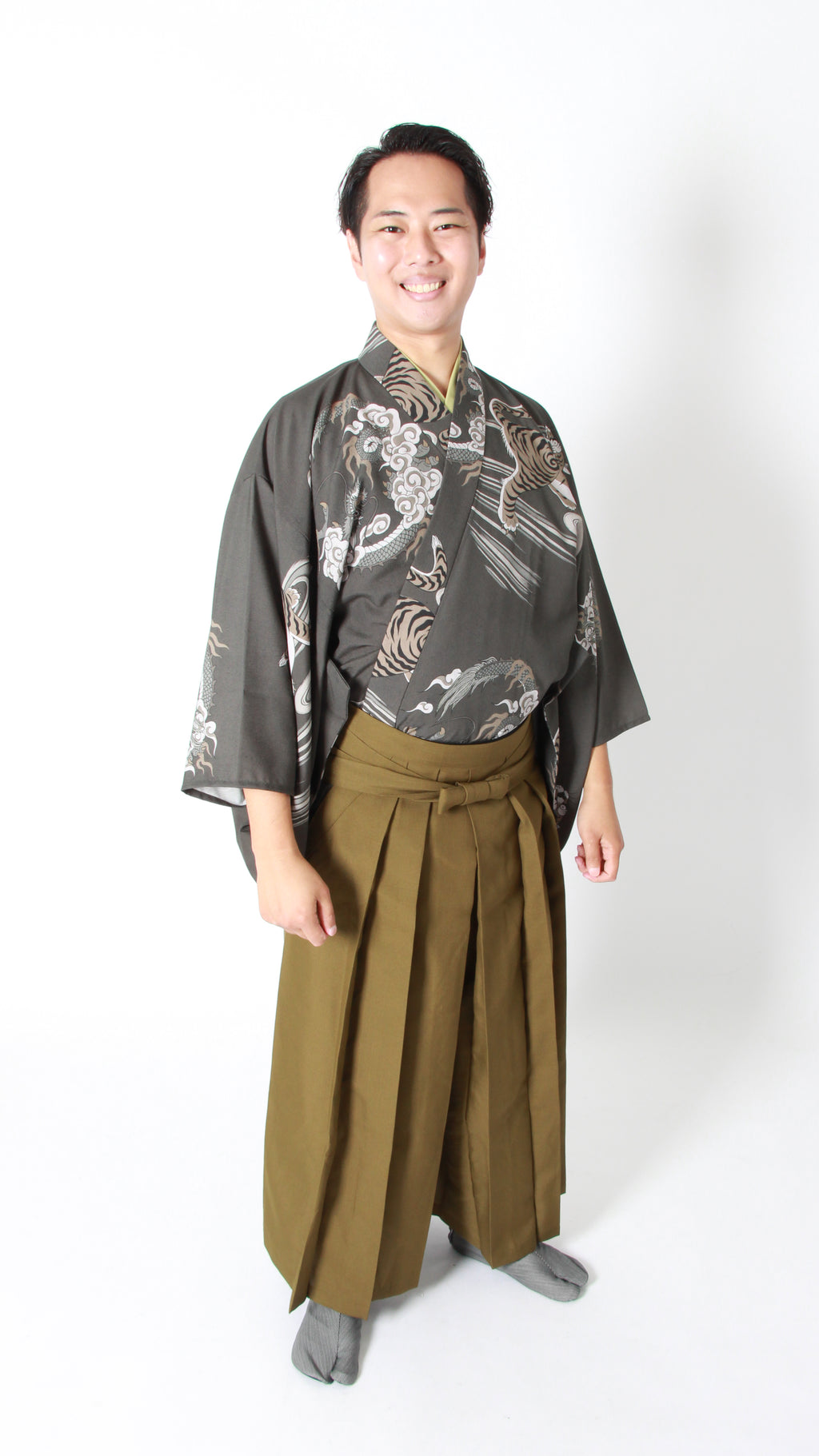 Ryuko (Dragon & Tiger) Pattern Han-gi (Half Kimono Top)