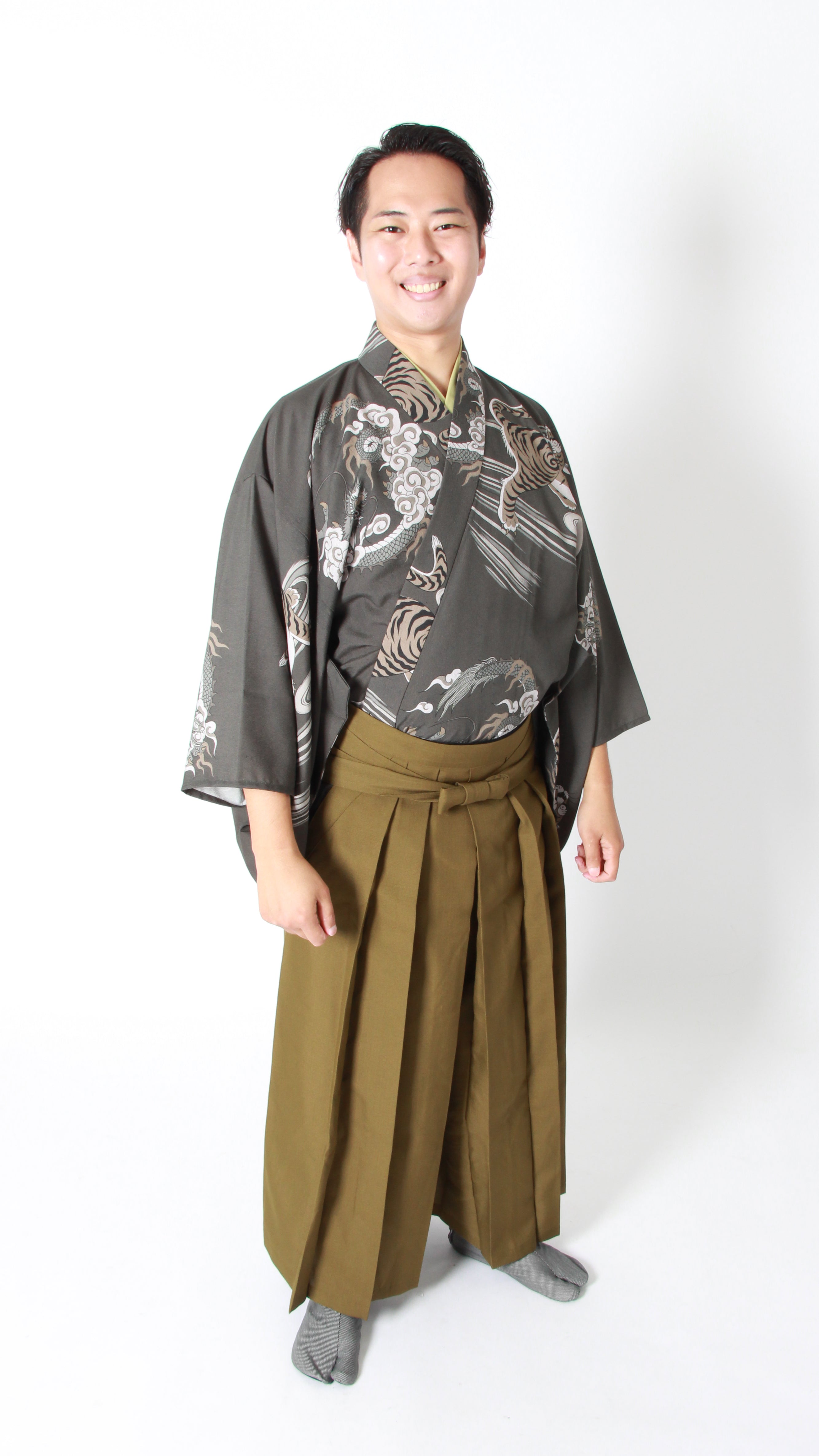 Ryuko (Dragon & Tiger) Pattern Han-gi (Half Kimono Top)