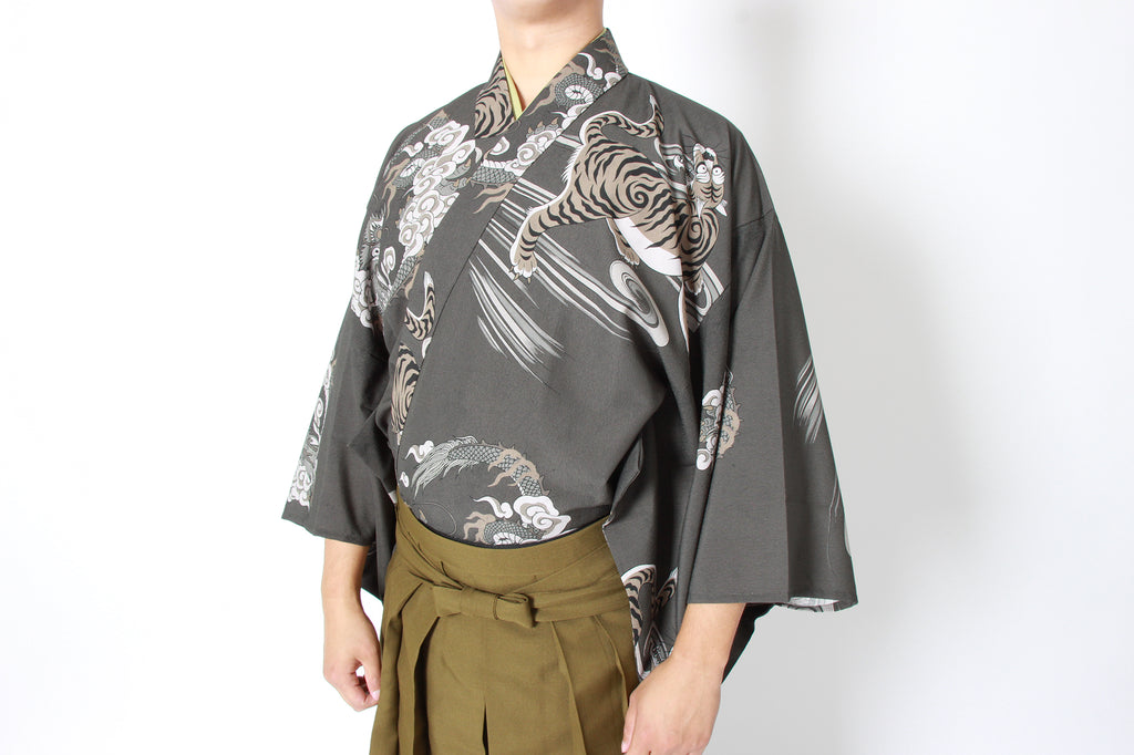 Ryuko (Dragon & Tiger) Pattern Han-gi (Half Kimono Top)